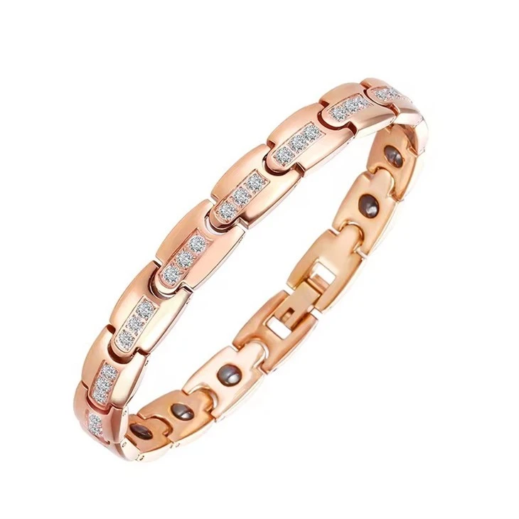 Bio Rose Gold Health Bracelet Woman Magnetic Gauss