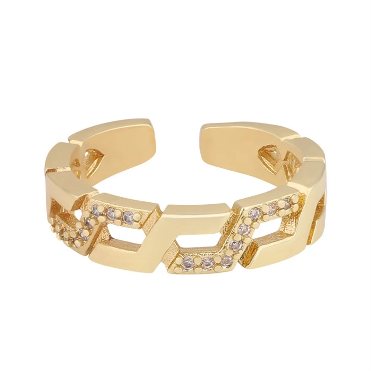 Geometric Micro Prong Zircon Open Band Ring